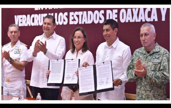 Signa gobernadora Rocío Nahle alianza de seguridad con Oaxaca y Puebla